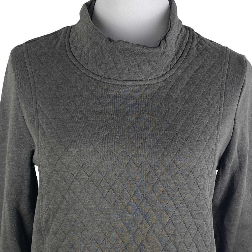 Serra Quilted Kangaroo Pocket Sweatshirt Women's Medium Marled Charcoal Gray NEW - Picture 3 of 10